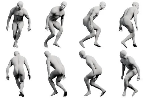 Mannequin walking multi-view collage Stock Illustration