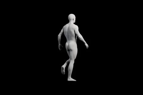 Mannequin walking side view black background Stock Illustration