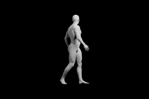 Mannequin walking side view black background Stock Illustration