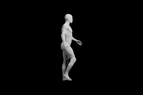 Mannequin walking side view in matte black studio Stock Illustration