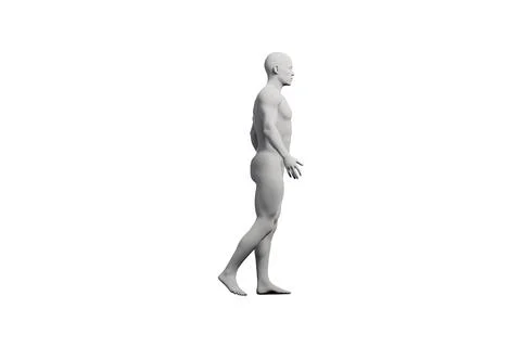Mannequin walking side view matte white background Stock Illustration