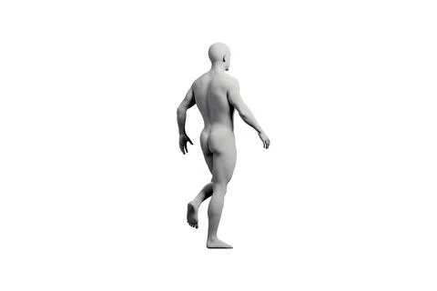 Mannequin walking side view white background Stock Illustration