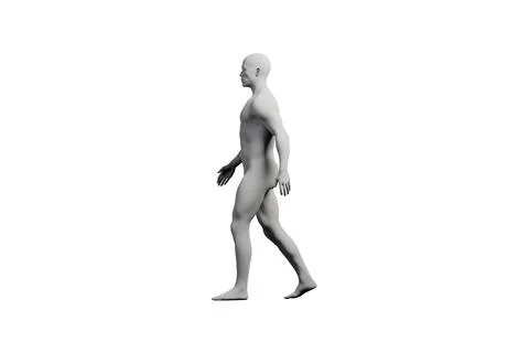 Mannequin walking side view white background Stock Illustration