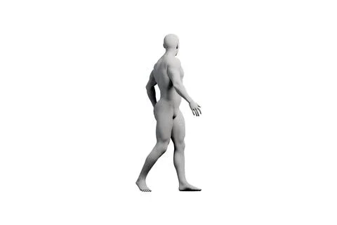 Mannequin walking side view white background Stock Illustration