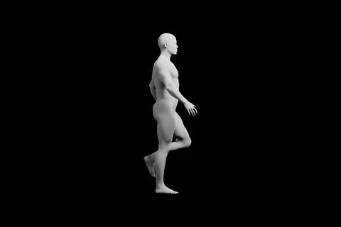 Mannequin walking in studio with black background Stock Illustration