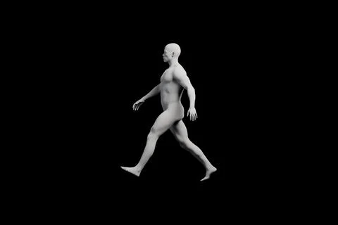 Mannequin walking in studio with matte black background Stock Illustration