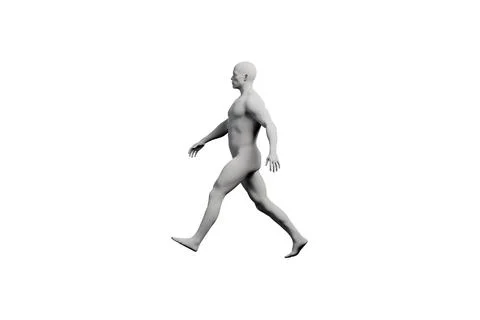Mannequin walking in studio with matte white background Stock Illustration