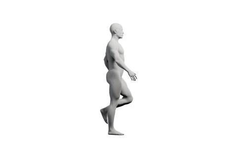 Mannequin walking in studio with white background Stock Illustration
