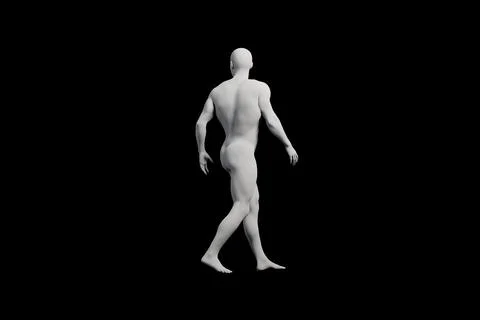 Mannequin walking in three-quarter view against black background Stock Illustration