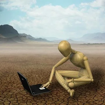 Mannequin working in the desert Stock Illustration