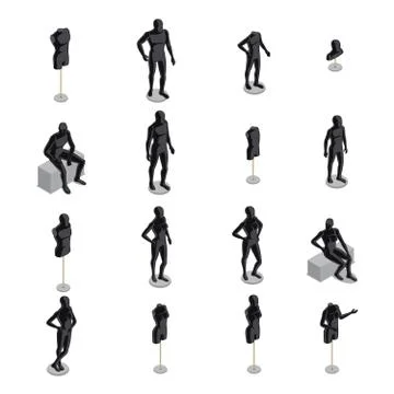 Mannequins Isometric Set Illustrazione stock