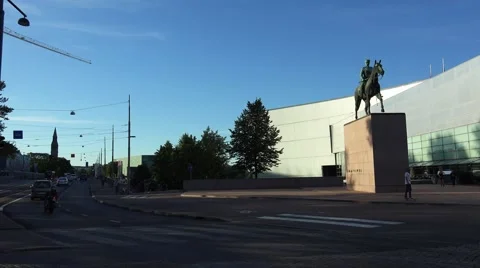 Mannerheim Monument in Helsinki. 4K. 스톡 동영상 53888923