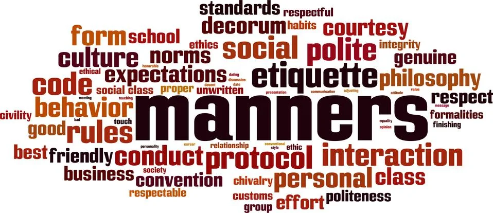 Manners word cloud Illustrazione stock