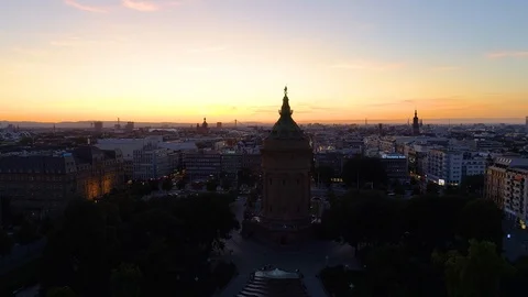 Mannheim / arial Water tower Stock Footage 124587488