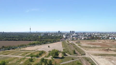 Mannheim barracks construction site and city panorama Vídeos de archivo 144820818