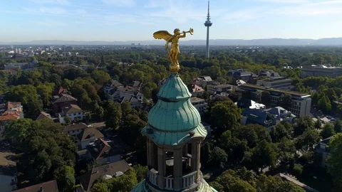 Mannheim Christuskirche / Arial  Stock-Footage 124587410