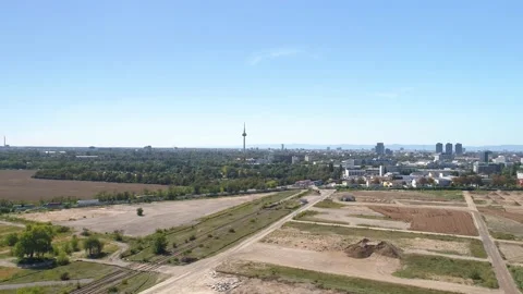 Mannheim fields and city skyline Видео 144820830