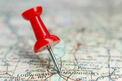 Mannheim, Germany pin on map Stock Photos