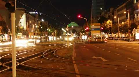 Mannheim by Night, traffic time lapse 01 Stock Footage 25727591