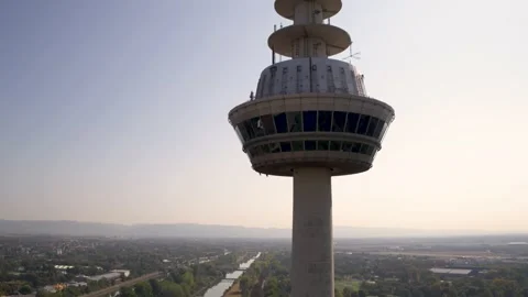 Mannheim Television Tower and River Neckar Stock Footage 144997674