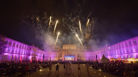 Mannheim University Firework  Stock Footage 113284497