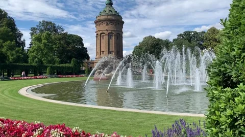 Mannheim Wasserturm at the Friedrichsplatz square Stock Footage 254264841