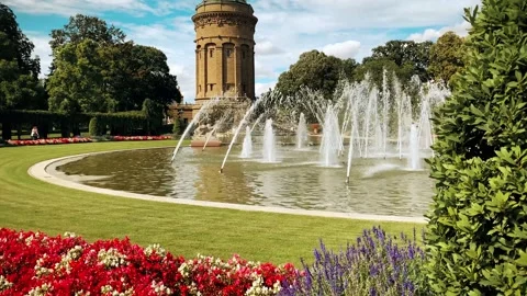 Mannheim Wasserturm at the Friedrichsplatz square Stock Footage 287153532