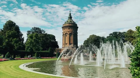 Mannheim Wasserturm at the Friedrichsplatz square Stock Footage 287153720