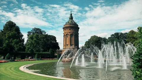 Mannheim Wasserturm at the Friedrichsplatz square Stock Footage 287153741