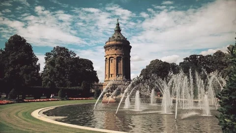 Mannheim Wasserturm at the Friedrichsplatz square Stock Footage 287914806