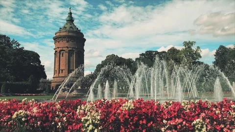 Mannheim Wasserturm at the Friedrichsplatz square Stock Footage 287914816