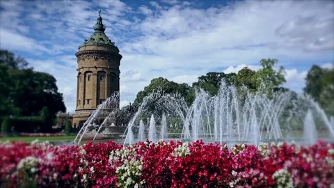 Mannheim Wasserturm at the Friedrichsplatz square Stock Footage 287914919