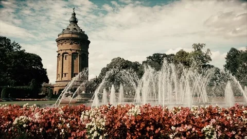 Mannheim Wasserturm at the Friedrichsplatz square Stock Footage 287915132
