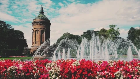 Mannheim Wasserturm at the Friedrichsplatz square Stock Footage 287915359