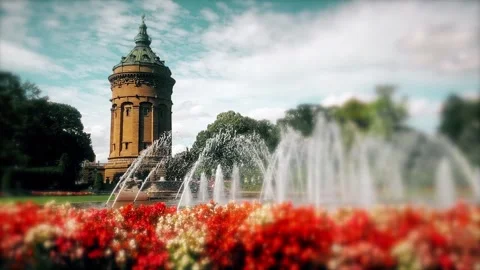 Mannheim Wasserturm at the Friedrichsplatz square Stock Footage 287915435
