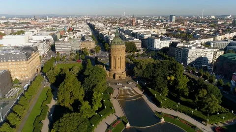 Mannheim water tower / arial  Vidéo 124587907