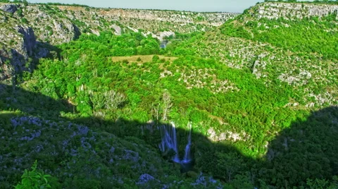 Manojlovac waterfall on Krka river Stock Footage 45821905