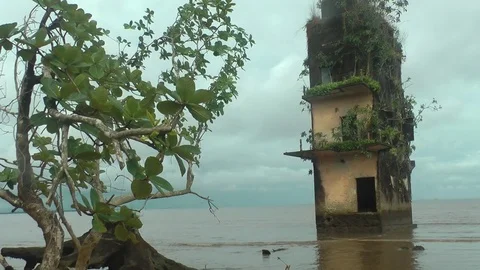 Manoka island's prison tower Stock Footage 81484015