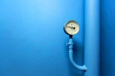Manometer of center plumbing system with indicator of pressure on the big Stock Photos