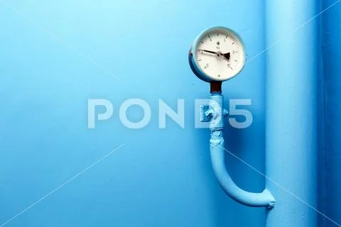 Manometer of center plumbing system with indicator of pressure on the big Stock Photos