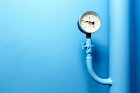 Manometer of center plumbing system with indicator of pressure on the big Stock Photos