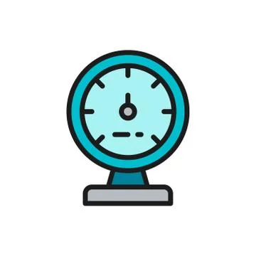 Manometer, device for measuring steam and water pressure flat color line icon. Illustrazione stock