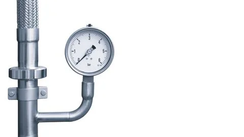 Manometer for measuring pressure on white background with free space for text Stock-Fotos
