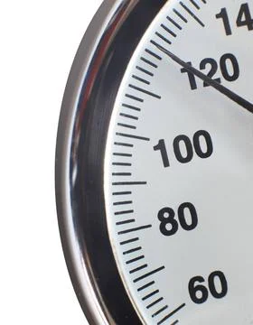 Manometer scale pointer of manometer scale point at 120 Copyright: xZoonar... Stock Photos