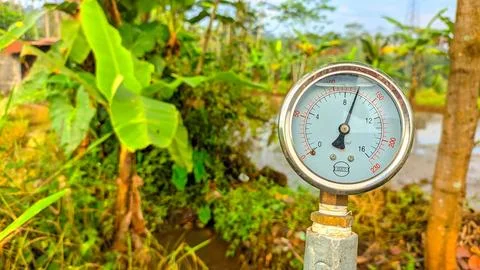 The manometer, a water pressure gauge, is functioning properly Stock Photos