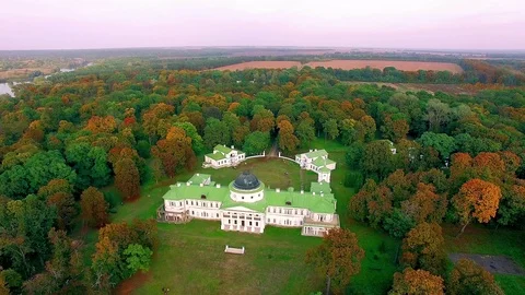Manor in the autumn park Stock Footage 100723393