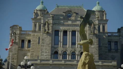 Manor facade with seagull statue Stock Footage 211878678