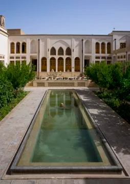 Manouchehri house and its huge basin, Kashan, Iran Stock Photos