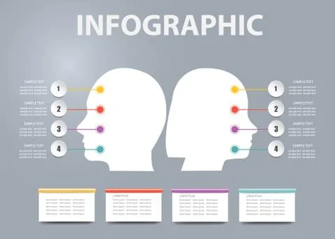 The man's and woman's different data and features infographic Stock Illustration