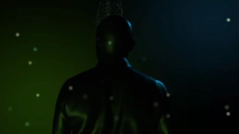 The man's back. Scanning. Virtual reality. Identification. Video stock 248973085